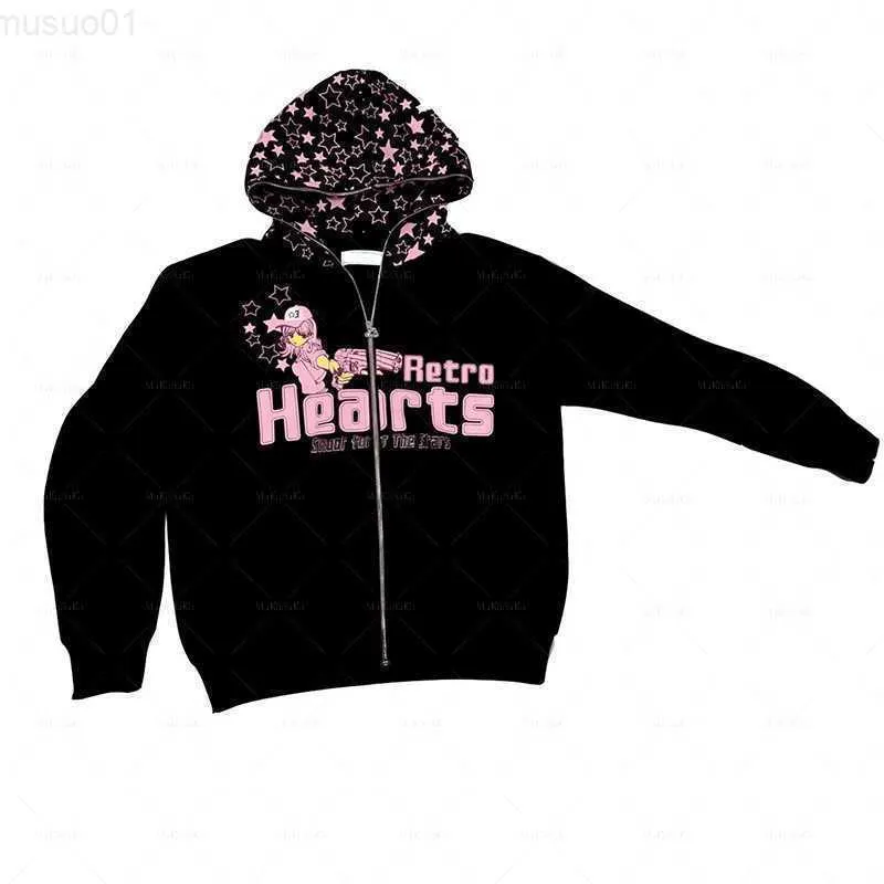 Hoodies Sweatshirts Goth Punk Sweatshirt Herenhoodies Y2k Hoodie Met Rits Sterrenprint Sportjas Pullover Gothic Oversized Hoodie Met Lange Mouwen T221116 L230818 553 DHgate