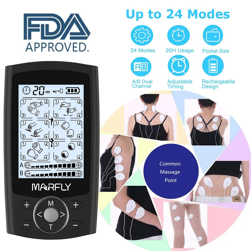 Outros itens de massagem 24 Modos MODOS CUIDADOS MASSAGEM DO CORPO EMS Estimulação muscular EMS TENS UNIT MÁQUINA MÁQUIL PULSO ELETRONAL MASSAGER 230817