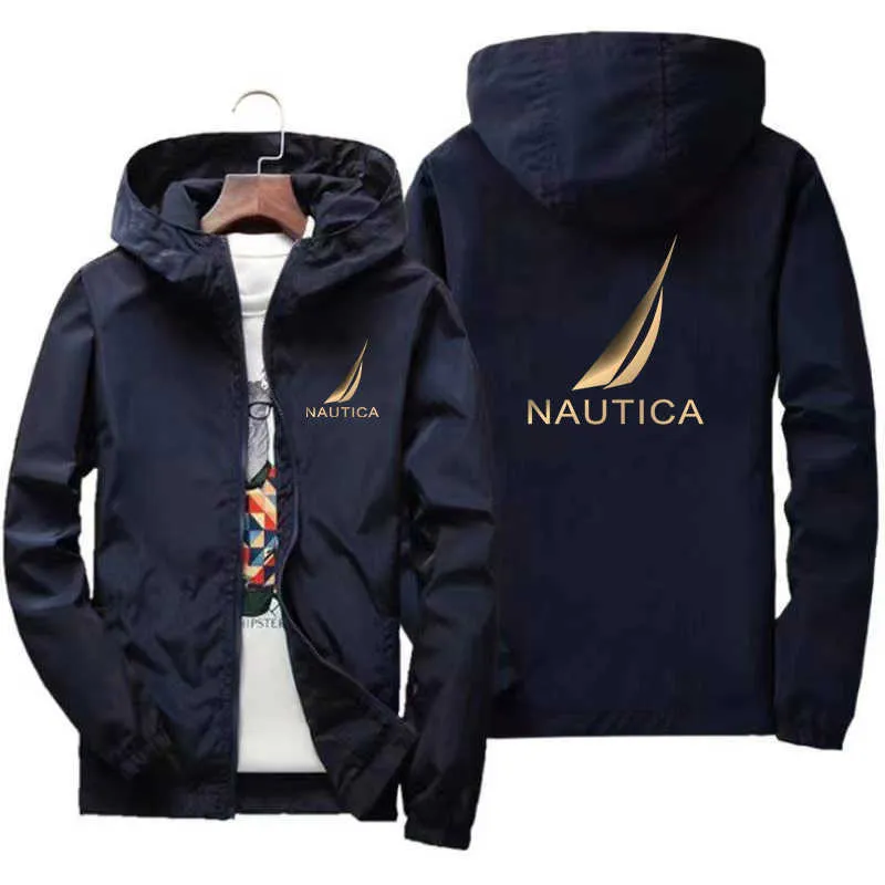 Moda Nautica Spring and Autumn męska Windbreaker Mountain Rain Coat Outdood Windproof Windorood Kurtka z kapturem Zbyt duży płaszcz