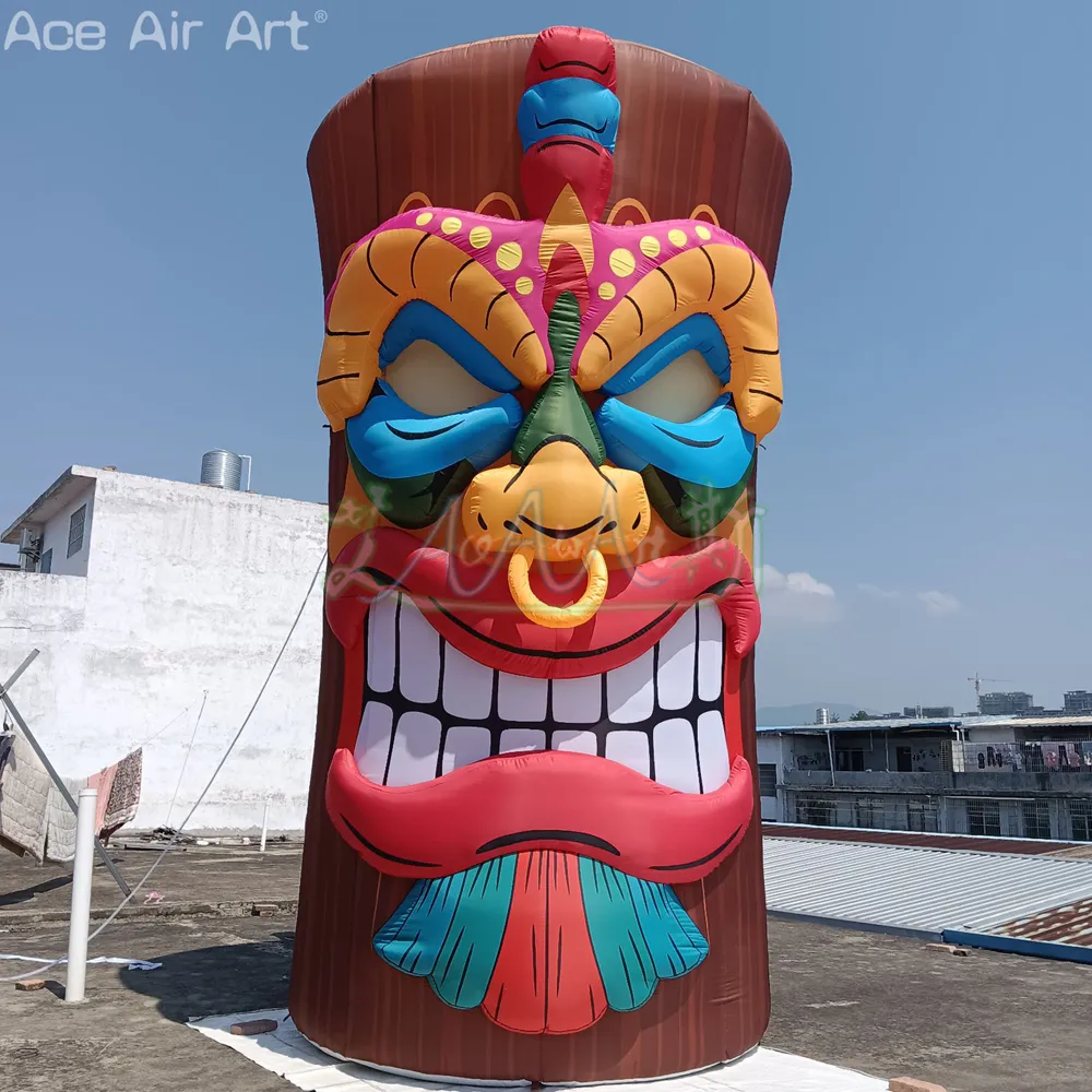 Multi-Style Inflatable Tiki Stump Tiki Statue Model 3D Face with Free Air Blower for Party Decoration or Carnival