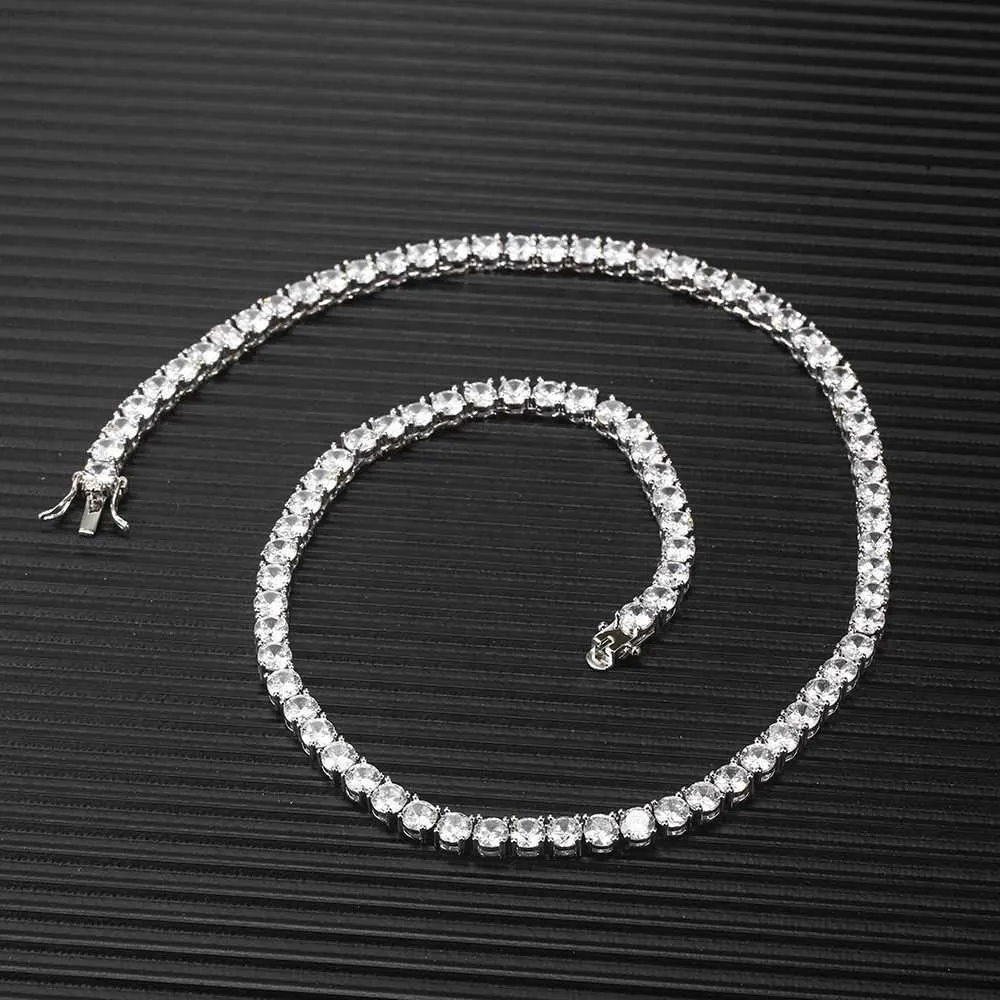 Hip Hop Jewelry Argent sterling 925 3 mm/4 mm/5 mm Moissanite Iced Out Moissanite Tennis Chain