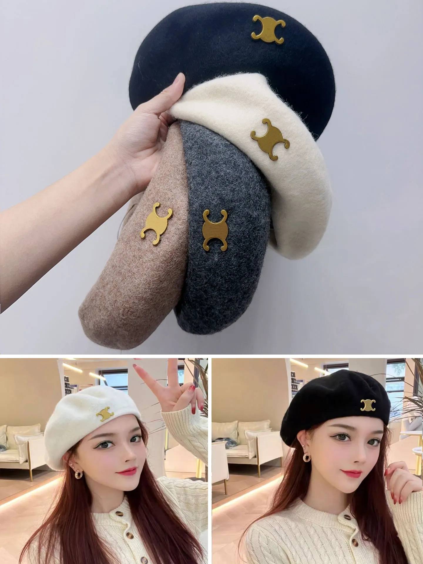 Beret Hat Designer Women`s Baseball Cap Luxury Brand Cashmere Hat Outdoor Hip Hop Fashion High Beauty
