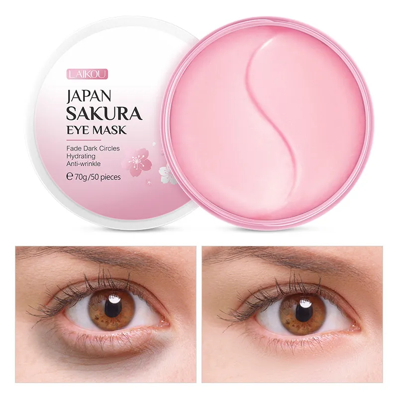 Sakura Essence Collagen Eye Mask Увлажняющие гелевые пласты за глаз Удалите темные круги антивозрастные сумки, уход за глазами уход за глазами 70G