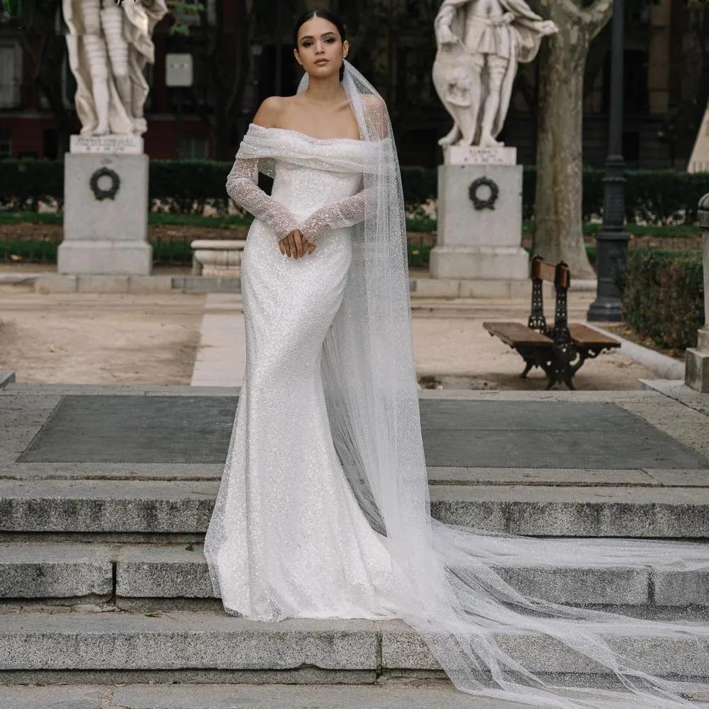 Mermaid Style Bridal Dresses: Elegant Off Shoulder Beaded & Sequined ...