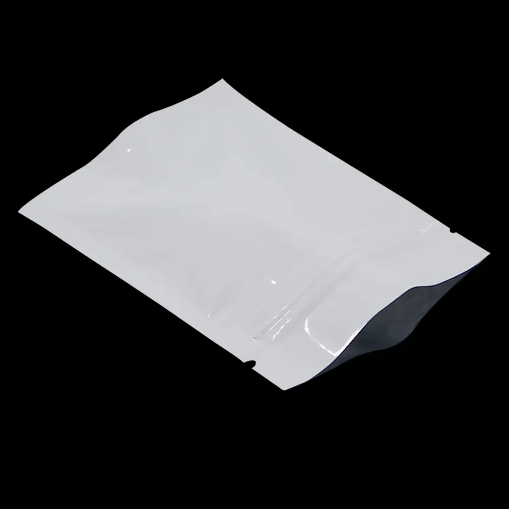 Lock Mylar Foil Bag for Candy Cookies Snack Tea Packaging 200Pcs White Aluminum Foil Food Package Bag Self Seal Zip
