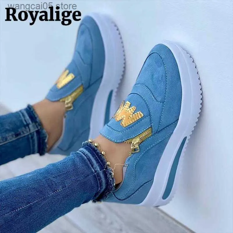 Klänningskor 2022 Kvinnor Sneakers Casual Side Zipper Platform Shoes Pu Leather Fashion Lady Footwear Tenis M Vulkaniserade skor Zapatillas Mujer T230818