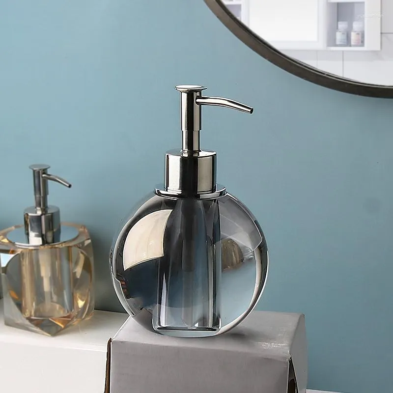 Dispensateur de savon liquide Crystal Lotion Bottle transparent vitrail Presse pour dispenser des accessoires d'organisateurs de salle de bain automatique