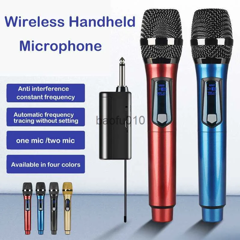 Microphones 8 heures USB chargeant le microphone sans fil 2 canaux UHF professionnel micro portable Micphone pour fête karaoké église spectacle réunion HKD230818