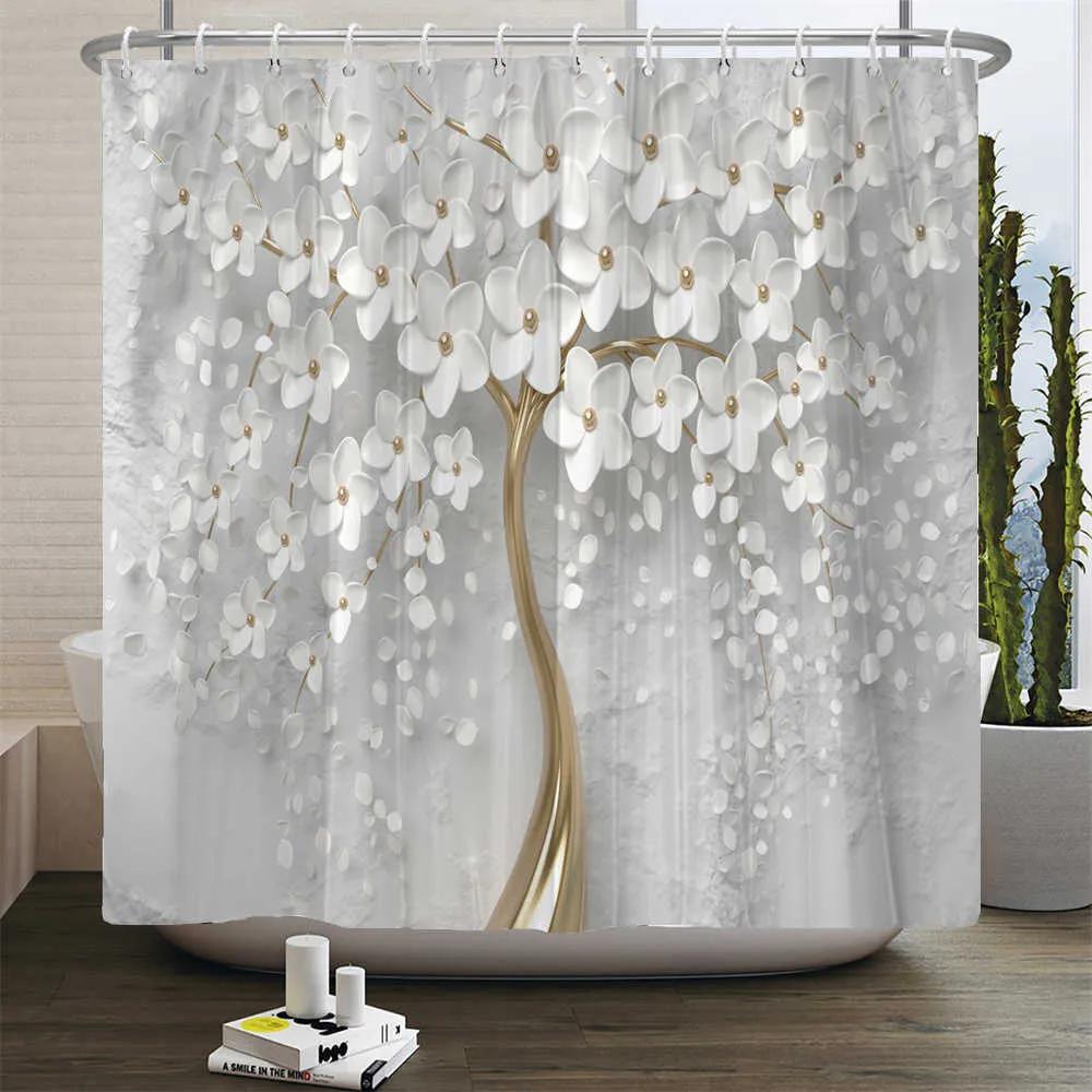 Cortinas De Ducha Ramo Elegante Flores Blancas Fantásticas Cortina De Ducha  Estilo 3D Cortina De Baño Con Alfombra De Baño Conjunto De Alfombras  Decoración Floral Para El Hogar R230825 De 13,62 €