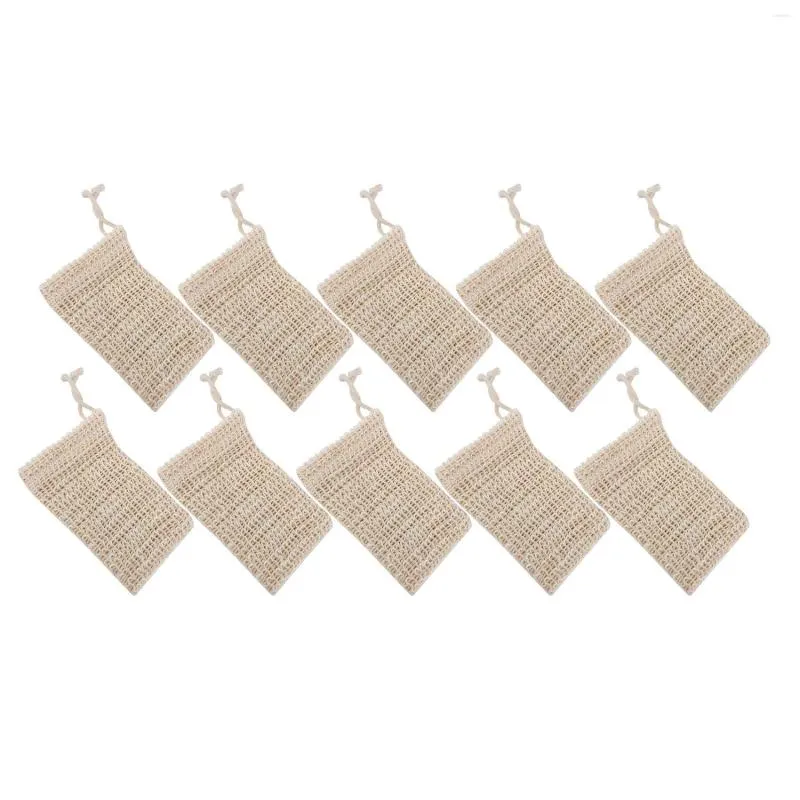 Bath Accessory Set 10 Pack Natural Sisal Soap Bag Exfoliating Saver Pouch Holder