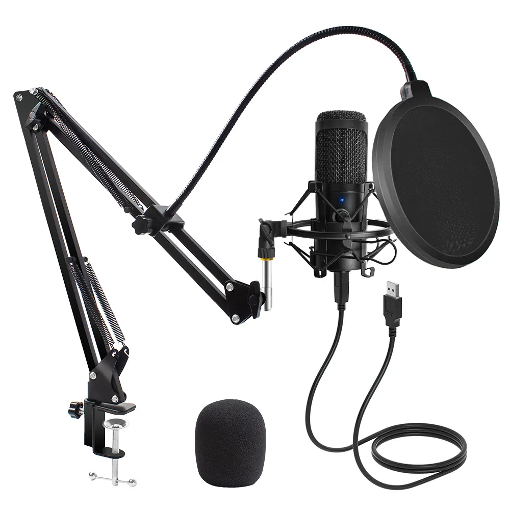 Mikrofony Kondensator Mikrofonu USB D80 Nagrywanie Stand i Ring Light for PC Karaoke Streaming Podcasting 230816
