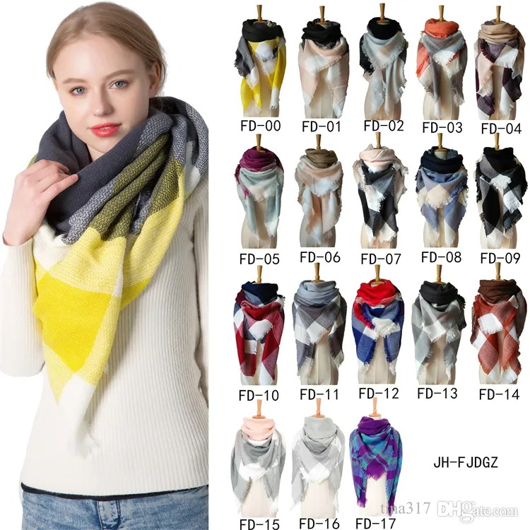 Accesorios de moda Otoño e invierno Bufandas de invierno Cajeza de imitación de gris amarillo Gran bufanda a cuadros para la mujer con el chal de doble cara agrandado de las mujeres T014