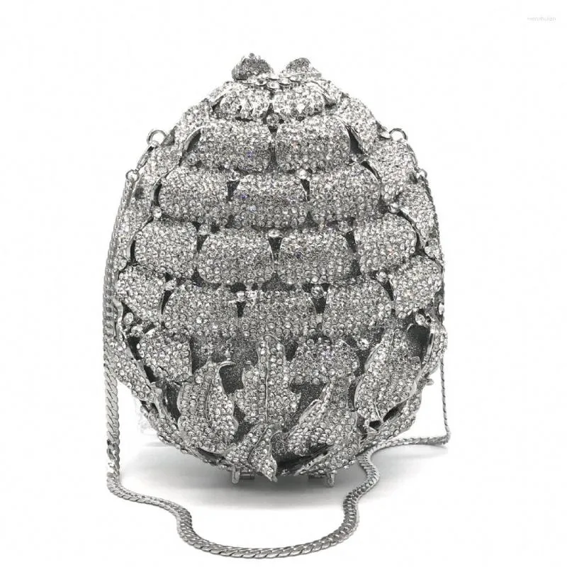 Sacs de soirée Brand Pineapple Fleur Sac en diamant Métal Étui dur Hard avec diamants Banquet Robe Embrayage Femmes Crossbody