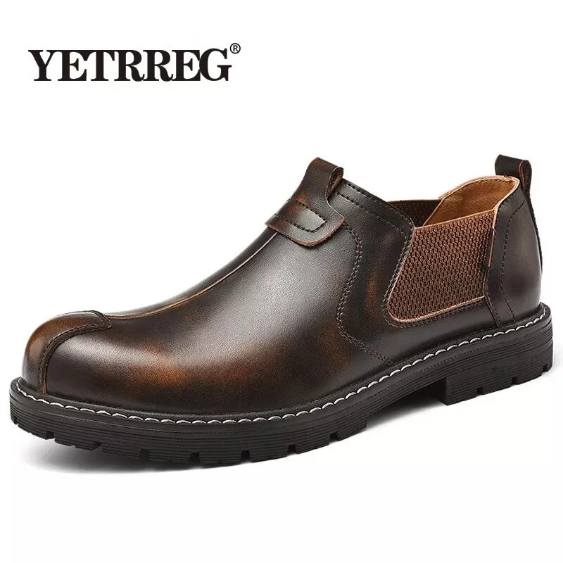 Dress Shoes Fashion Men's Casual Shoes High Quality Genuine Leather Men's Shoes Waterproof Men's Loafers Outdoor Motorcycle Work Shoes 230817
