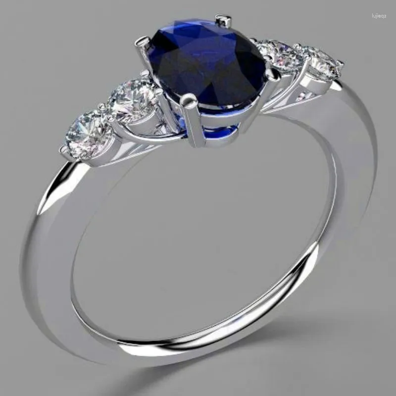 Anneaux de mariage Fashion Romantique Sapphire Créative Femme Ring Princess Love Size 6-11