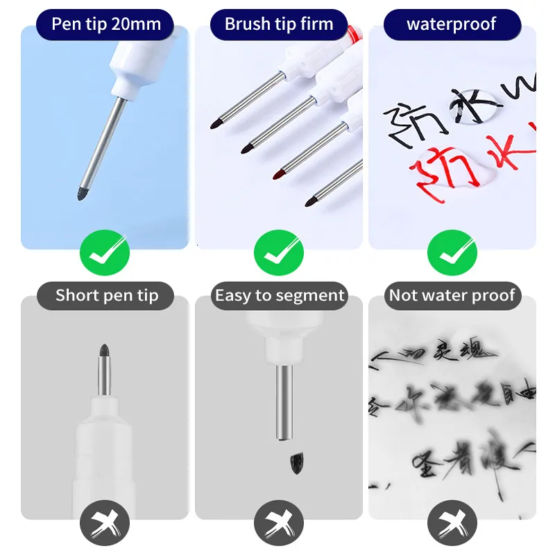 Long Nib Head Markers for Metal Perforating Pen, Waterproof, Bathroom,  Woodworking Decoration, Multi-Purpose, 20mm, 6Pcs Set