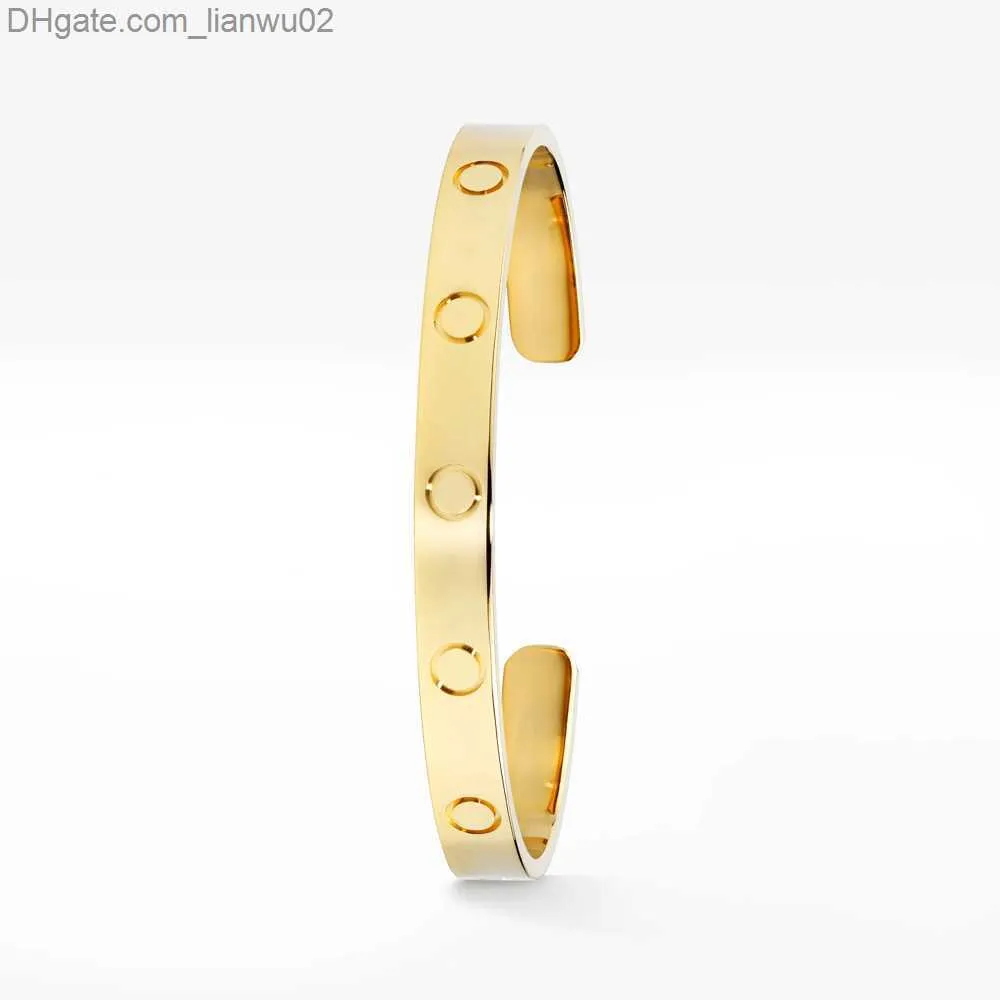 Pulseira de pulseira aberta pulseiras pulseiras para homens 316l jóias de designer de aço de titânio com inscrição 17cm 19cm de cor de prata dourada design clássico design z230818