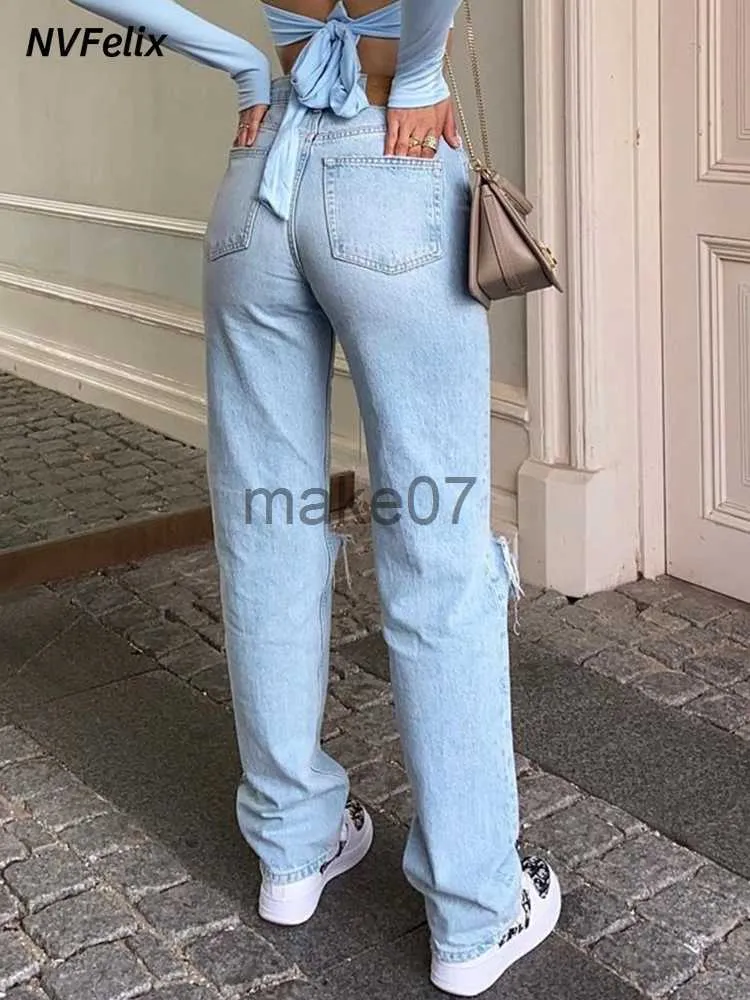 MGCPTN Jeans De Cintura Alta Para Mujer, Pierna Ancha, A