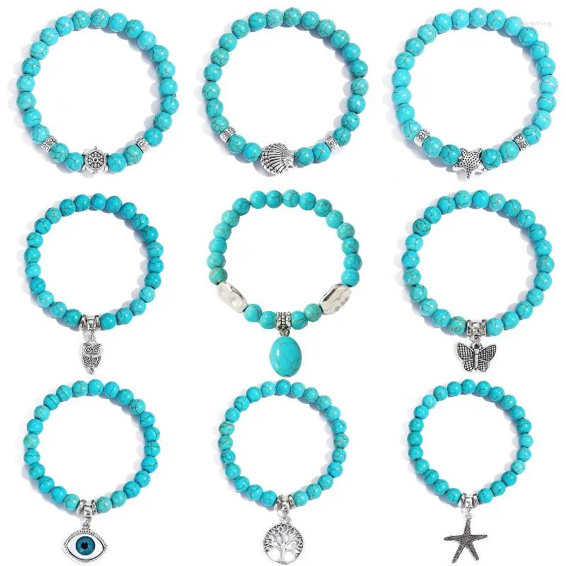Strand Ihues European American for Women Bohemian Ethnic Style Turquoise Bracelets Girls Daily Decoration