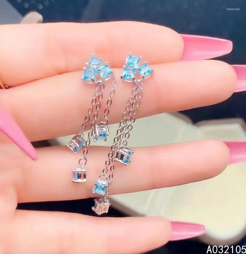 Dangle Ohrringe Kjjjeaxcmy Fein Schmuck 925 Sterling Silber Eingelegtes natürliches himmelblaues Topaz Frauen Trendy Mode Quasten Edelstein Ohrhörer Suppo