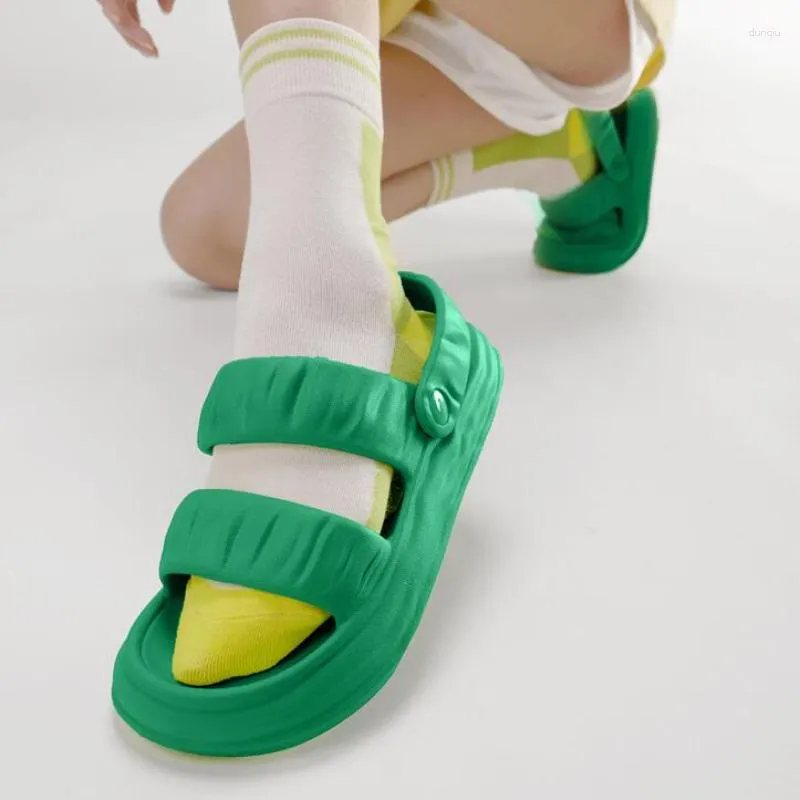 Dikke dames hakken zomer sandalen ontwerper wolk schoenen vrouw zacht eva solide kleur non slip platform sandalias de mujer 720 5