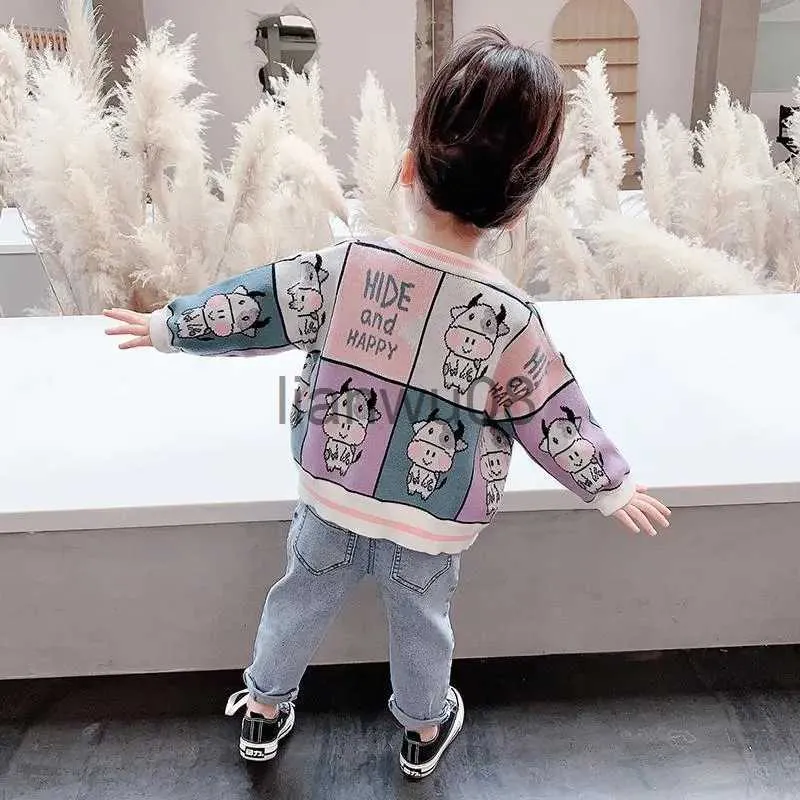 Pull filles cardigan chandails nouveau printemps automne enfants dessin animé manteaux enfants filles bébé chandails décontracté coton vêtements hauts x0818