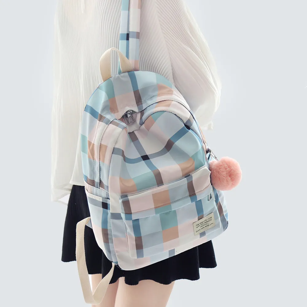Sacos de escola bonito mulheres saco lona moda mochila feminina mochilas design para meninas xadrez viagem escola personalidade bagagem 103 230817