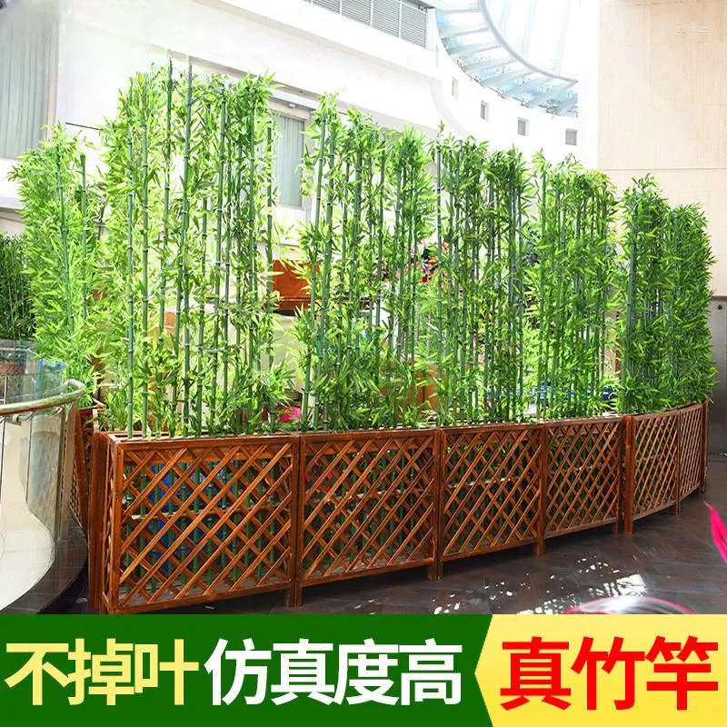 Decorative Flowers Artificial Green Bamboo Indoor And Outdoor Decoration Partition Screen Entrance Chinese Fake Plant Potted Hair