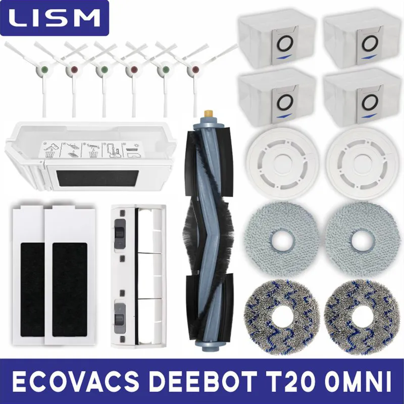 تنظيف الأقمشة ل ecovacs deebot t20 الملحقات omni الفرشاة الجانبية الرئيسية ممسحة القماش HEPA مرشح حقيبة الغبار استبدال قطع الغيار 230817