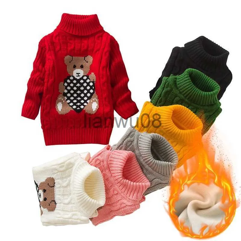 Pullover 2021 Baby Girl Boy Sweters Autumn Zima Dzieci Kreskówka Zamknięcie dzianina Pullower Turtleck Warm Oreshwear Kid Casual Clothing x0818