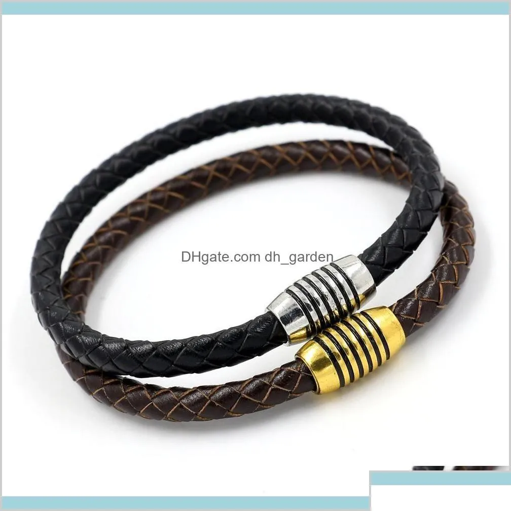 Charme Armbänder Gewebe Leder Sier Gold Magnetic Clasp -Braid Armband Manschette Frauen Mode Schmuck Will und Sandy Drop Ship Q7dwe D DH5EV