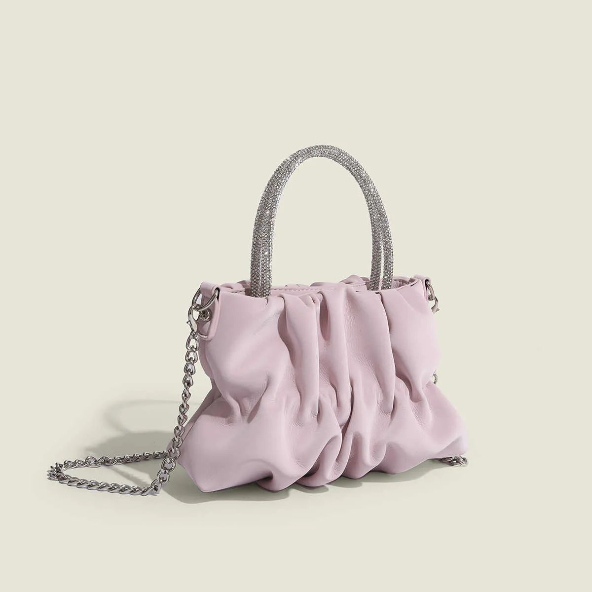 Sagne a tracolla Nuova Manda di moda a pieghe di primavera Mantina versatile Texture Advanced Macaron Piccola borsa da donna fresca