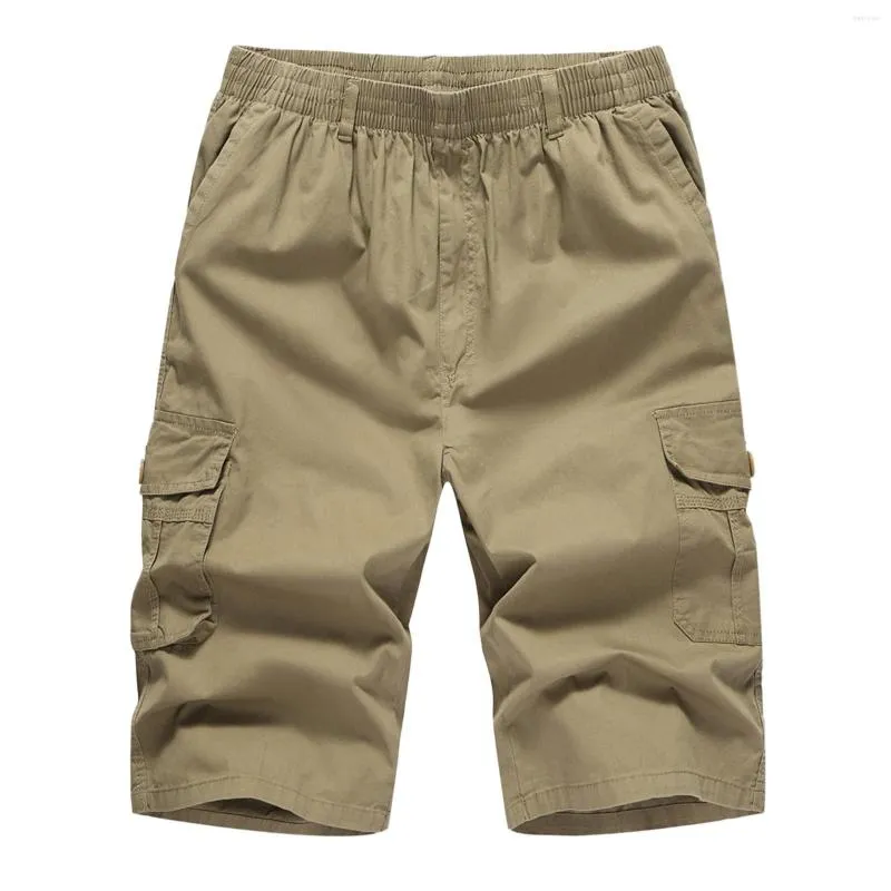 Men's Shorts 2023 Summer Casual Comfy Baggy Gym Sport Jogger Elastic Waist Pockets Knee-Length Black Green Khaki Gray