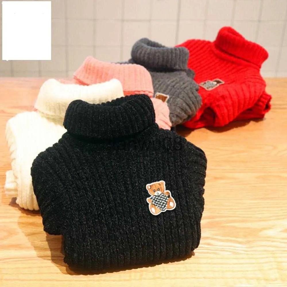 Pullover Boy Girl Kid Thick Knitted Bottoming Turtleneck Shirts Baby Boys Sweater Bear Winter High Collar Pullover Toddler Sweater x0818