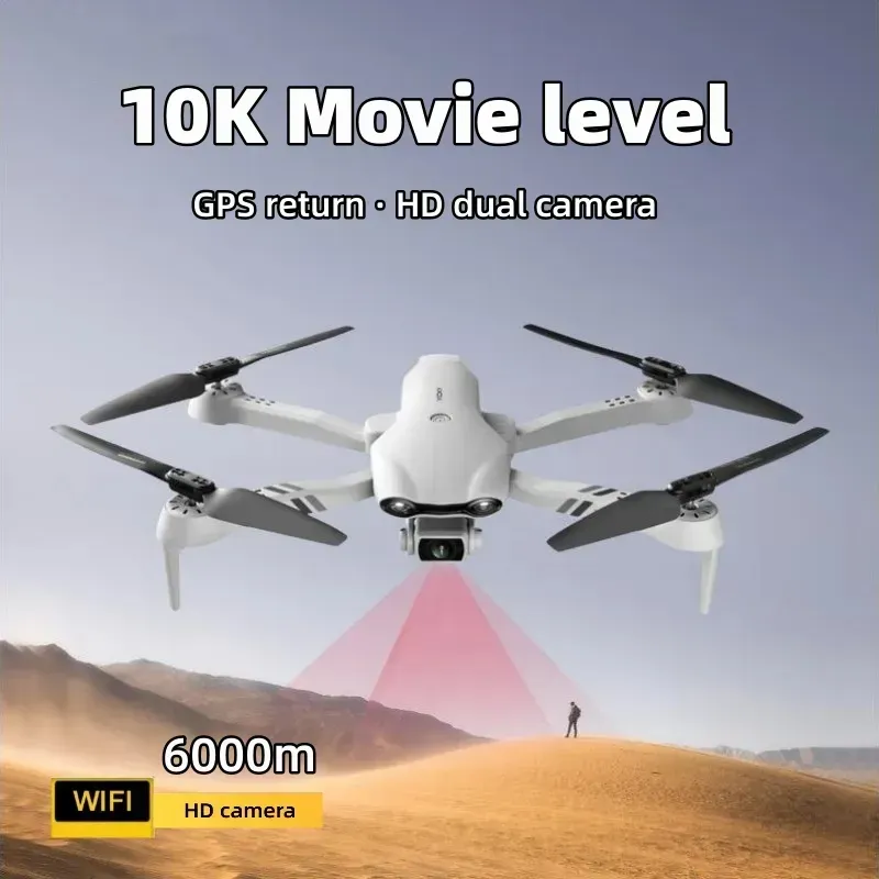 Drönare 10K HD Dual Cameras F10 Detection Drone GPS WiFi Wide Vinle FPV Real Time Transmission Distance 6KM Professional Quadcopter Drone Airplane vs S2S Mini Drone