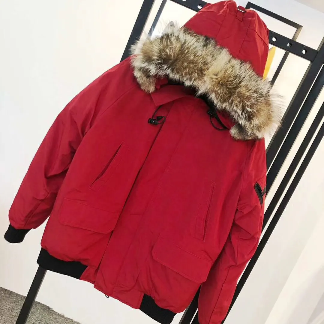 디자이너 파일럿 Wyndham Parka Winter Down Jacket Outdoor Coat 남자 여자 클래식 패션 레알 코요테 모피 바람 방수 흰색 검은 빨간색