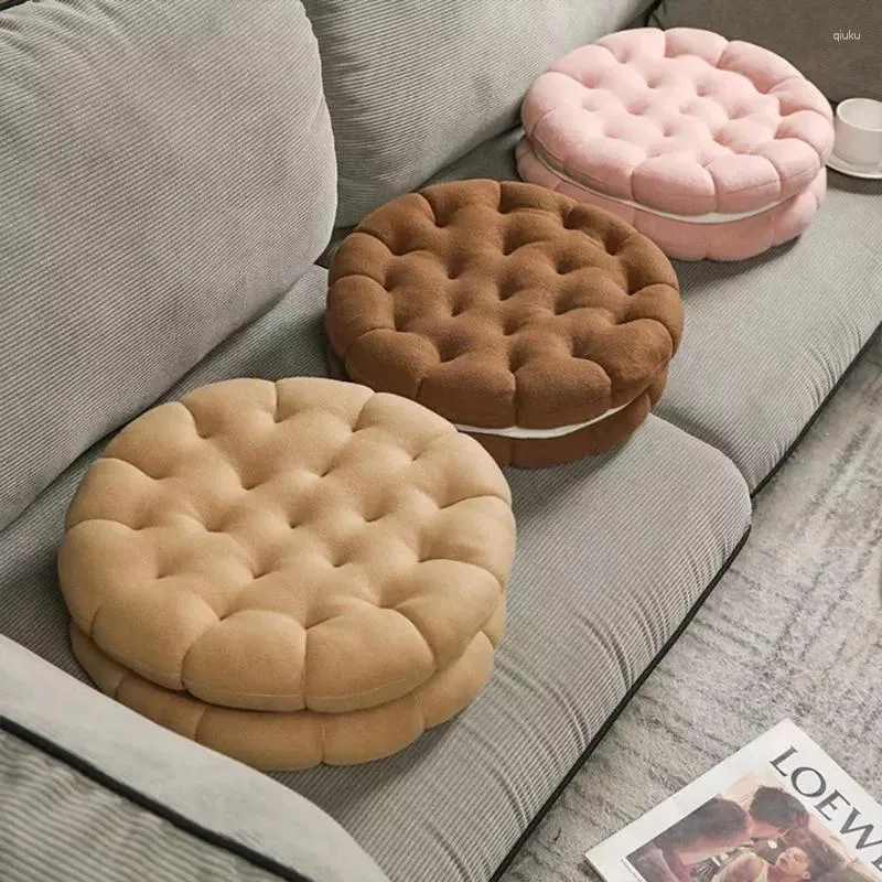 Almohada redonda de galletas plush galletas piso lindo silla para el hogar s suave y cómoda decoración decoración