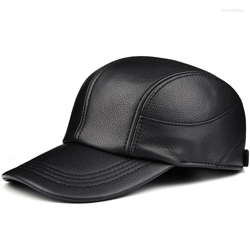 Ballkappen Mode echte Leder -Baseball -Mütze Frauen Frauen schwarzer Kuhläden Hut Snapback Verstellbare Herbst Winter Real Peaked Hüte