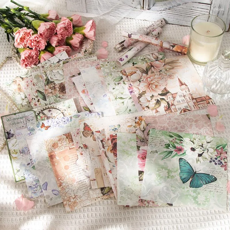 Yoofun 50pcs / lot de grande taille de thème floral papier papier pour journal scrapbooking carte de fond de carte de bricolage matériel