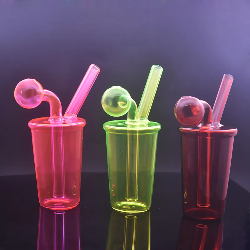 10pcs Coffee Cup Bubbler Smoking Water Bong Hookah Beaker Rigs Glass Pipes Hand Smoking Pipe with 30mm Oil Burner Pipe