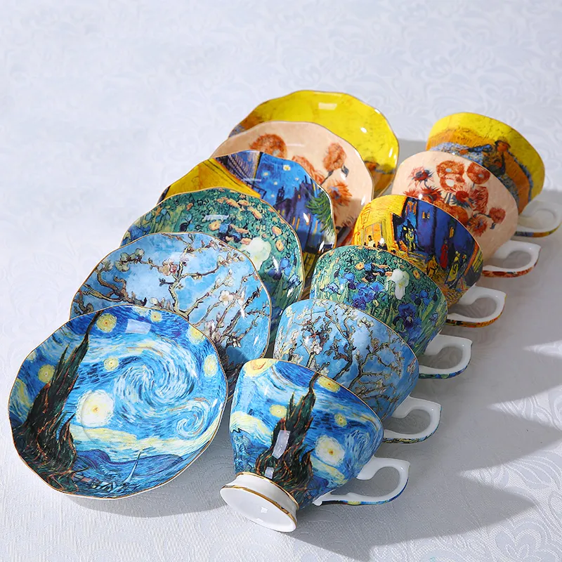 Mugs The Van Gogh Art Painting Coffee Starry Night Sunflowers Sower Irises SaintRemy Tea Cups 230817