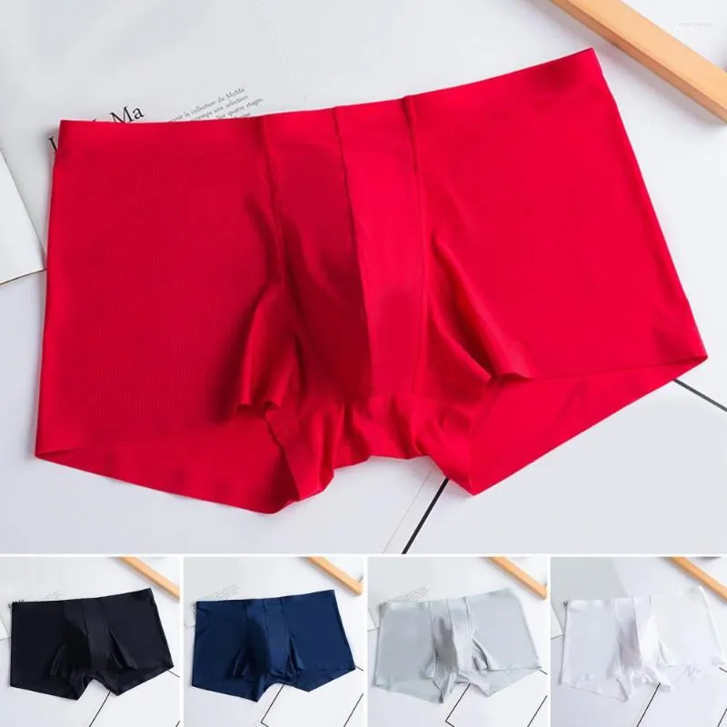 Underpants U Convex Mid-Rise Elastic Welsline Mancciale lisce Short senza cuciture di seta di seta di seta senza fiato