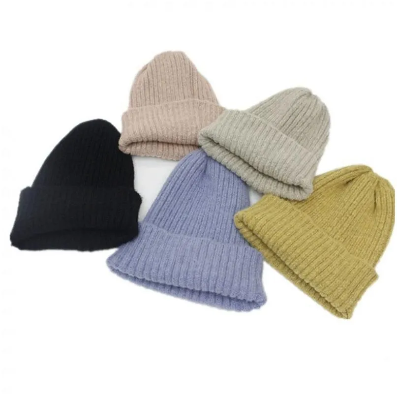 Beanie/Skull Caps Women Solid Sticked Warm Moft Trendy Hats Simple Korean Style Womens Akryl Casual Elegant All-Match Beanie Drop de Dhvie