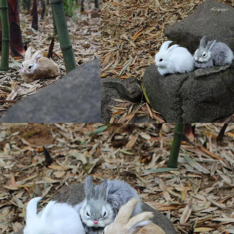 Dekoracyjne figurki 1PC Mini realistyczne pluszowe króliki Dekoracje dla dzieci