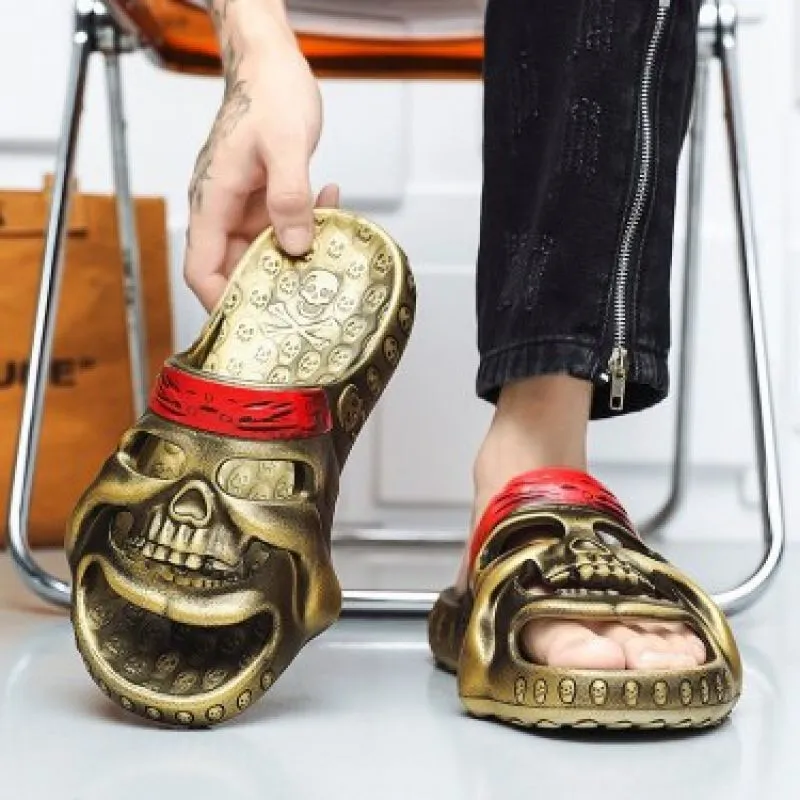 Home Shoes Halloween Skull Slippers Mens Skull Summer Slides