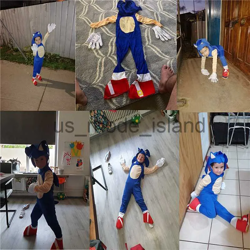 Boys Girls Sonic The Hedgehog Jumpsuit Cosplay Costume Fancy Dress