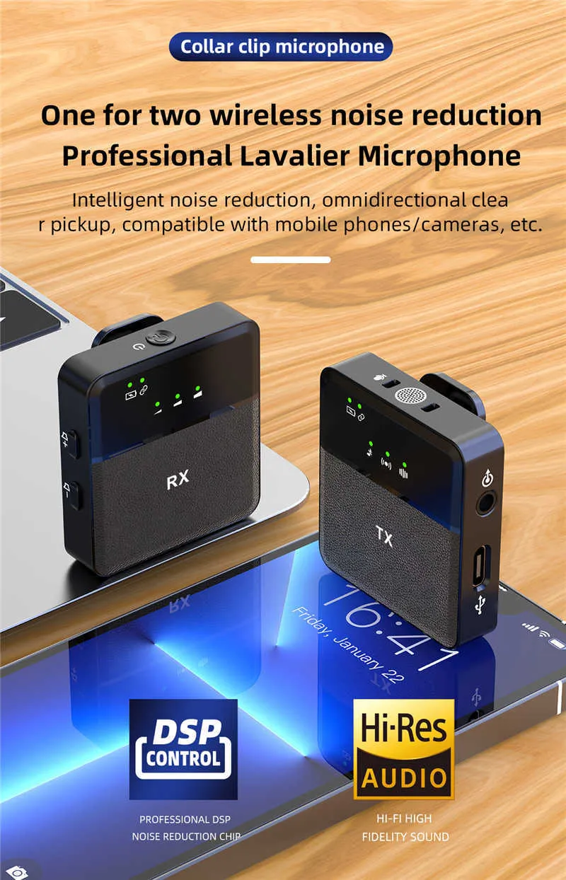 Micrófono Lavalier de grado profesional con adaptador compatible con iPhone  - Micrófono de solapa para iPhone X 11 12 13 14 Pro - Micrófono externo