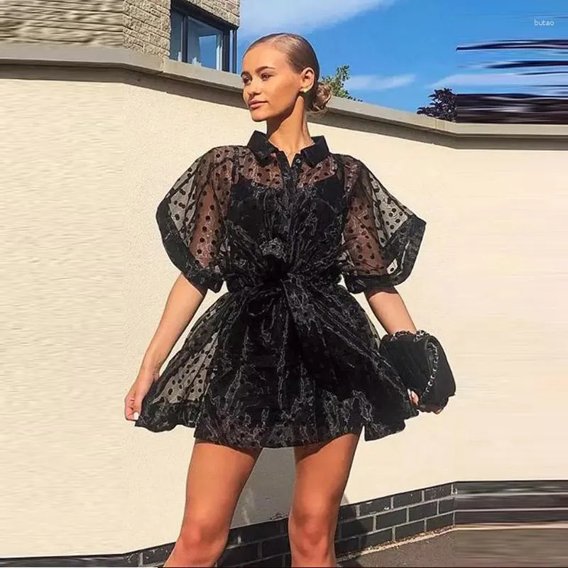 Sexy Polka Dot Mesh Mini Dress: Elegant Shirt Dress For Ladies Summer Party  From Butao, $12.75 In Bulk | DHgate.Com