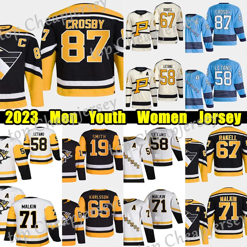 #87 Sidney Crosby Reverse Retro hockeytrui #65 Erik Karlsson #58 Kris Letang Reilly Smith Evgeni Malkin Jeff Carter Bryan Rust Rickard Rakell Winter Klassieke truien