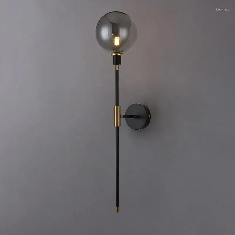 Wall Lamp Living Nordic Decor Modern Ball Fixtures Bean Room Bedroom Bedside Light Led Magic Home Iron Loft Glass For Black